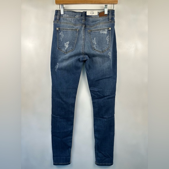 Judy Blue Jeans Skinny Fit Leopard Patches Detail 3/26 Destroyed Distressed NEW - Picture 4 of 9